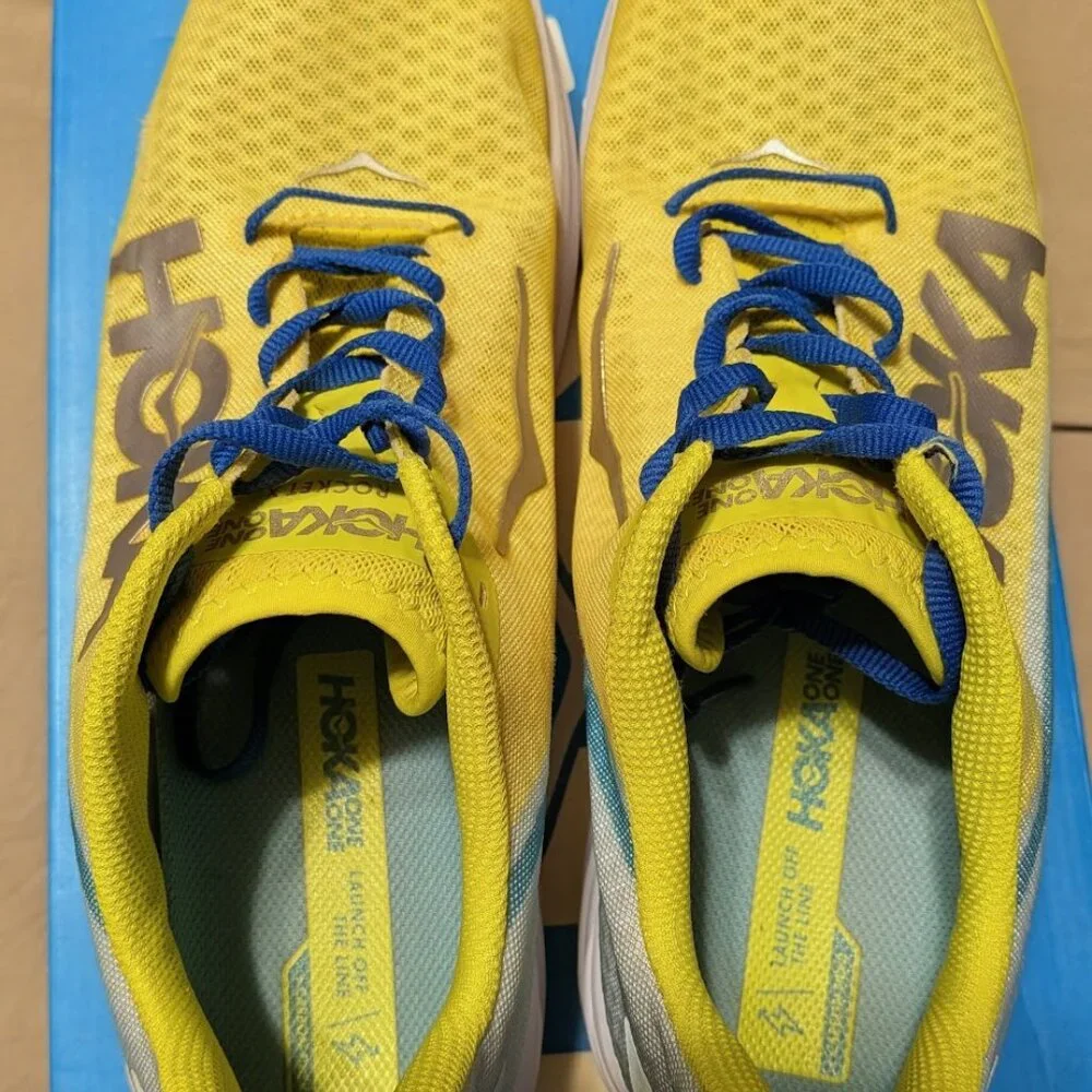 Hoka One One Men’s Rocket X Blue Glass Evening Primrose Size 12 - Picture 1 of 11